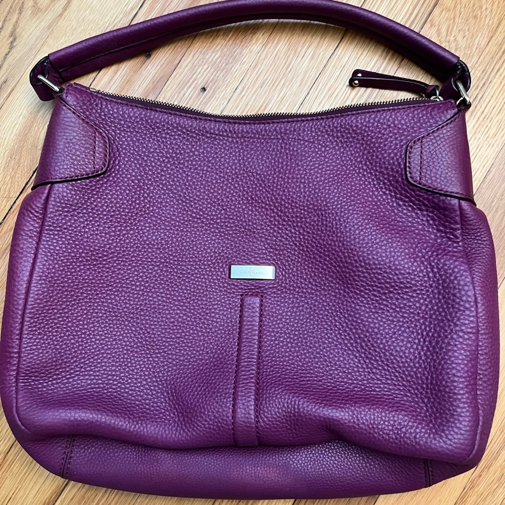 Cole Haan Purple Leather Shoulder Bag with Slouchy Silhouette
